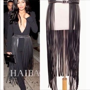 Long Fringe Vegan Leather Coachella style Belt